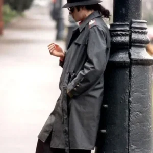 American singer Michael Jackson grey trench coat