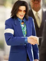 American singer Michael Jackson blue courtside blazer