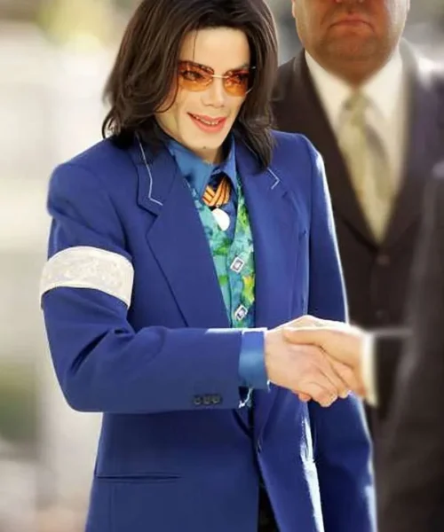 American singer Michael Jackson blue courtside blazer