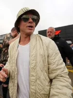 Brad Pitt F1 The Movie quilted bomber jacket