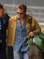 Brad Pitt F1 The Movie 2025 brown leather jacket