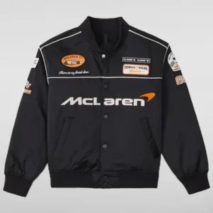 McLaren F1 black satin bomber jacket