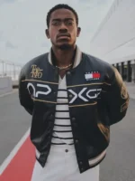 Damson Idris APXGP F1 Movie leather varsity jacket