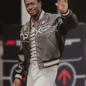 Joshua Pearce APXGP Formula 1 Movie black leather varsity jacket