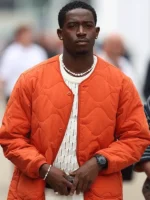 Damson Idris F1 The Movie 2025 orange jacket