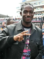 Damson Idris Formula 1 Movie 2025 black leather jacket