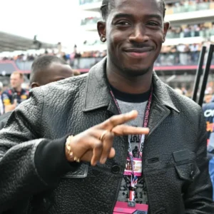 Damson Idris Formula 1 Movie 2025 black leather jacket