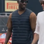 Damson Idris F1 The Movie 2025 blue puffer vest