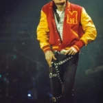 Thriller song red and yellow M logo Michael Jackson varsity jacket