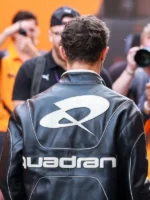 Lando Norris F1 racing black leather jacket