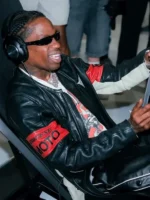 Travis Scott Miami Grand Prix 2025 leather jacket