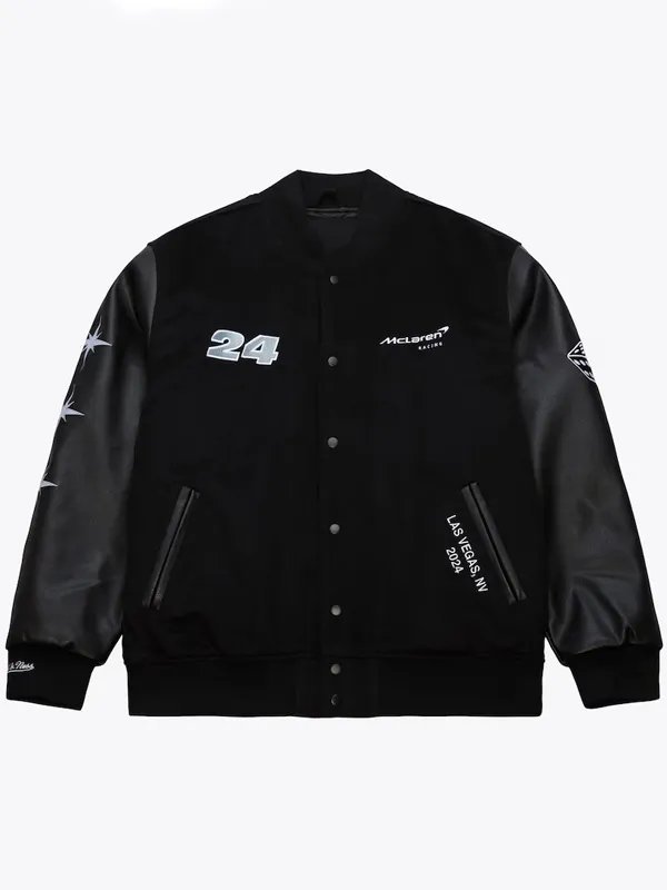 55 McLaren F1 black wool varsity jacket
