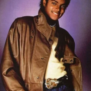 Classic Michael Jackson brown leather jacket