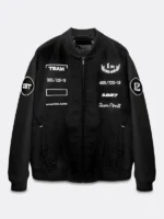 F1 Pirelli Bianca Bustamante racing black bomber jacket