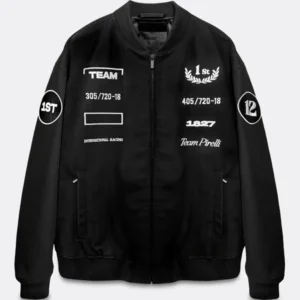 F1 Pirelli Bianca Bustamante racing black bomber jacket